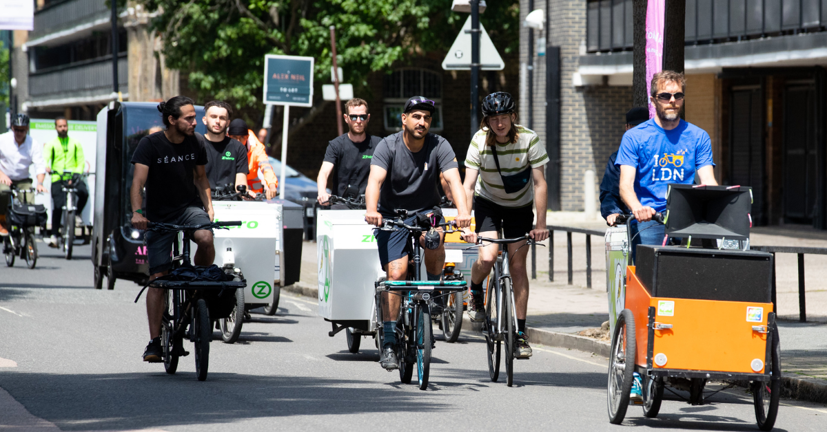 Bikes for Business cargo bike convoy in June 2021.