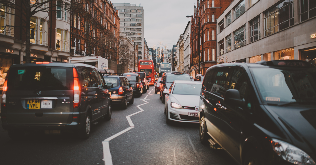 Cars in London traffic