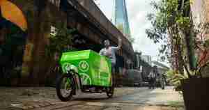 Cargo bike couriers cycling in London