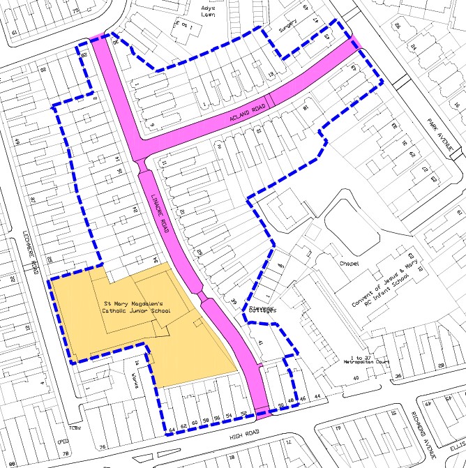 Technical drawing of detailed design of a School Streets design